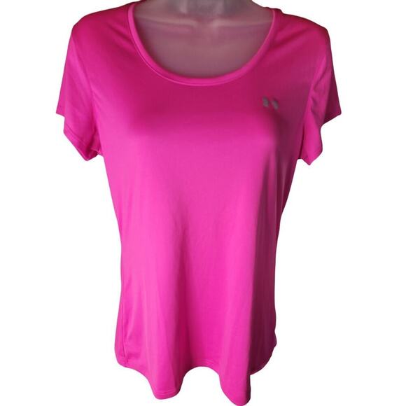 Under Armour Womens Neon Pink Shirt Scoop Neck Sz M - Picture 2 of 5